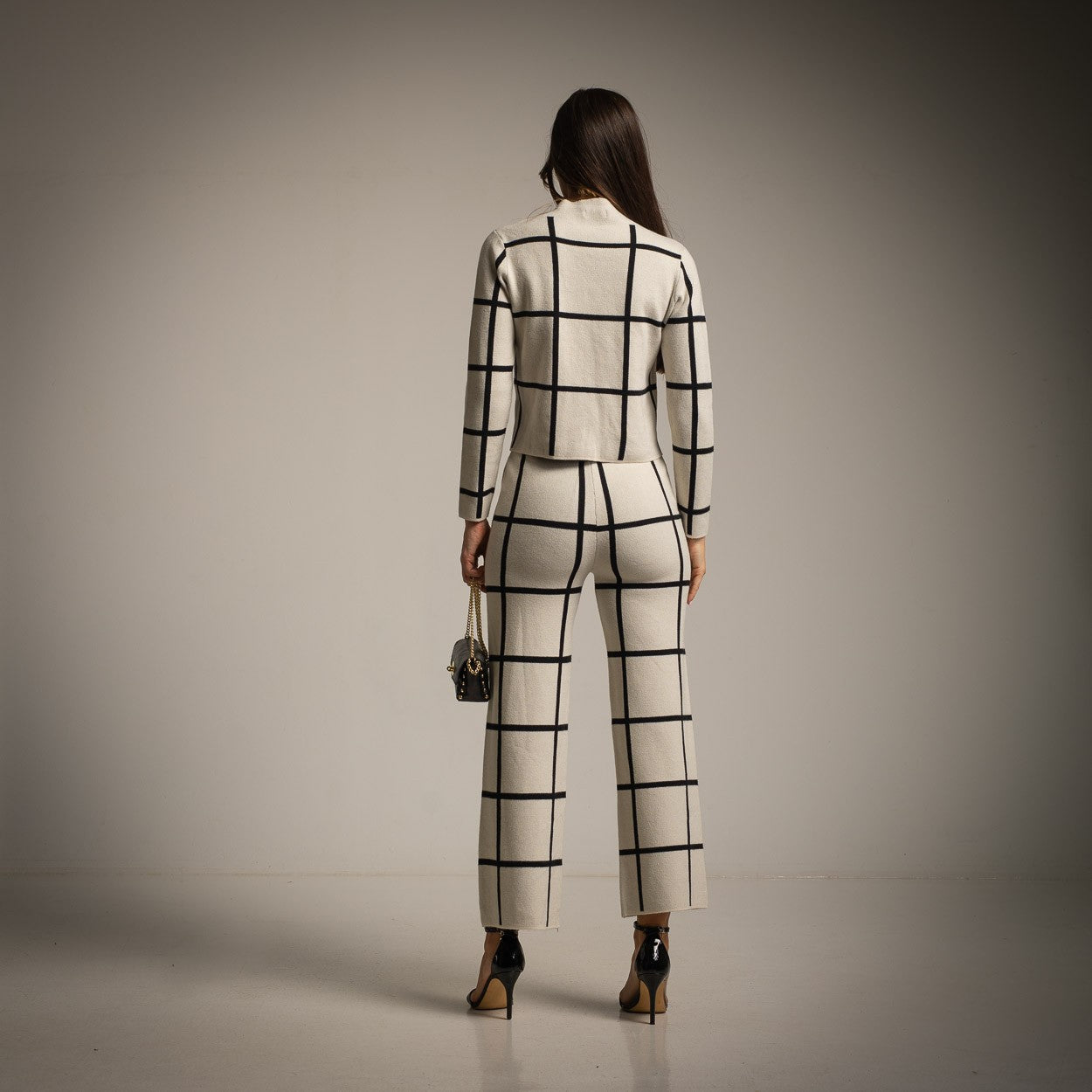 ENSEMBLE 2 PIÈCES PANTALON À CARREAUX BLANC