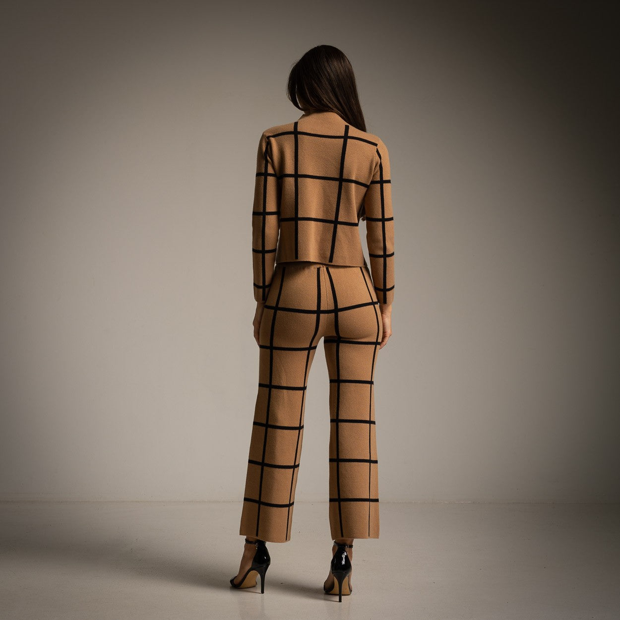 ENSEMBLE 2 PIÈCES PANTALON À CARREAUX MOUTARDE