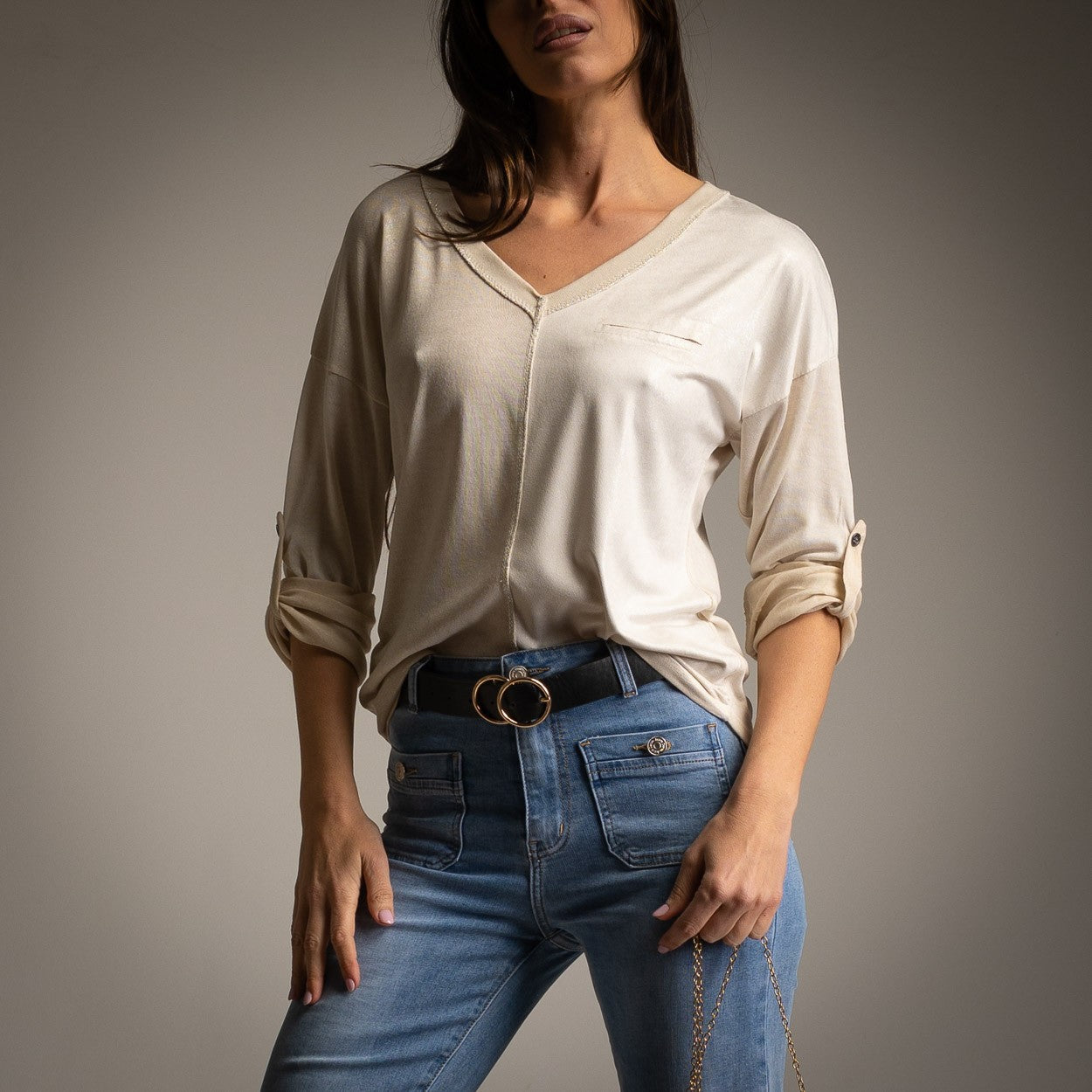 T.SHIRT LUREX BEIGE