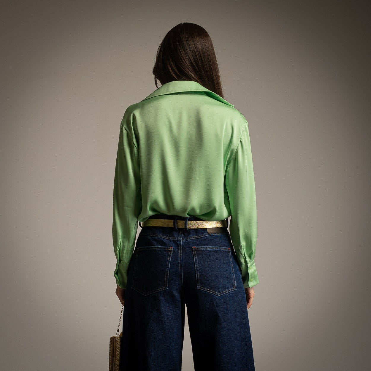 CHEMISIER SATIN VERT