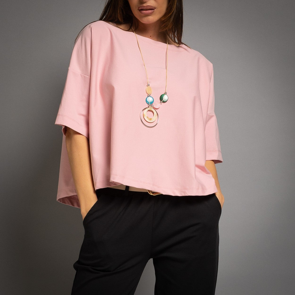 T-SHIRT MANCHES JAPONAISES ROSE
