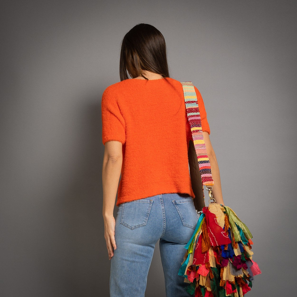 PULL MANCHES COURTES ORANGE