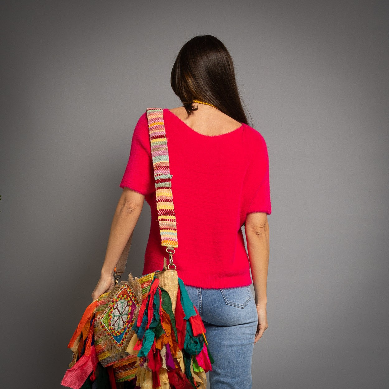 PULL MANCHES COURTES FUCHSIA