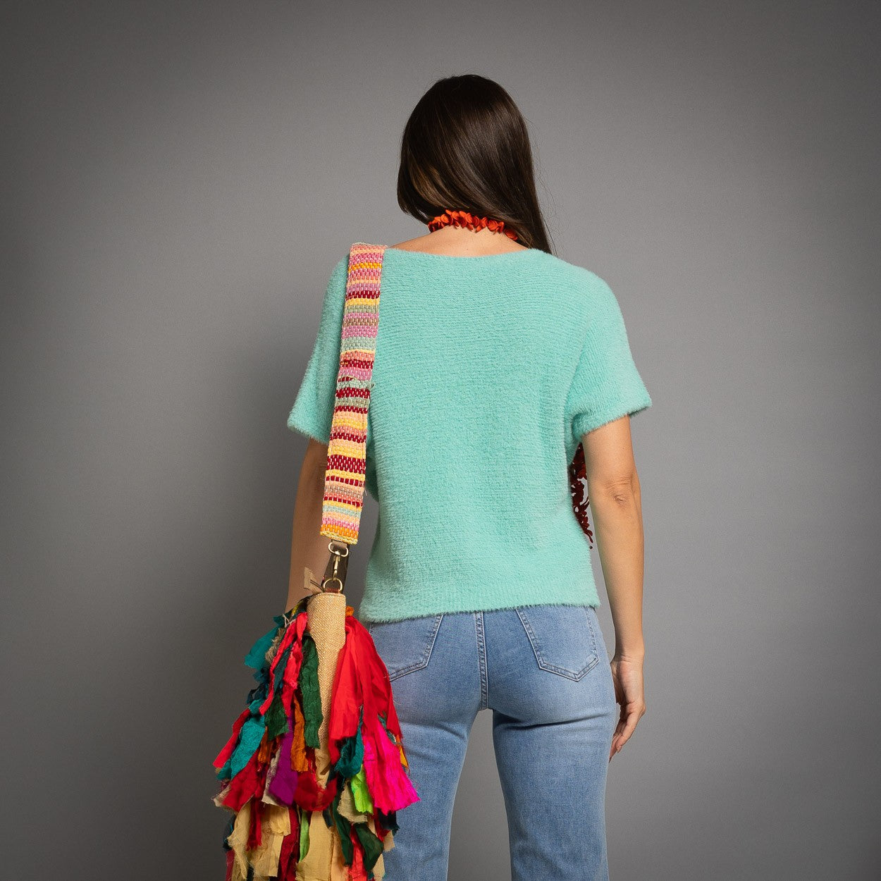 PULL MANCHES COURTES VERT