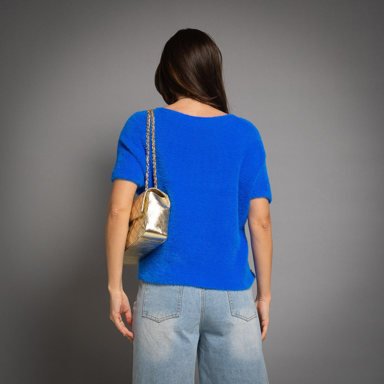 PULL MANCHES COURTES BLEU