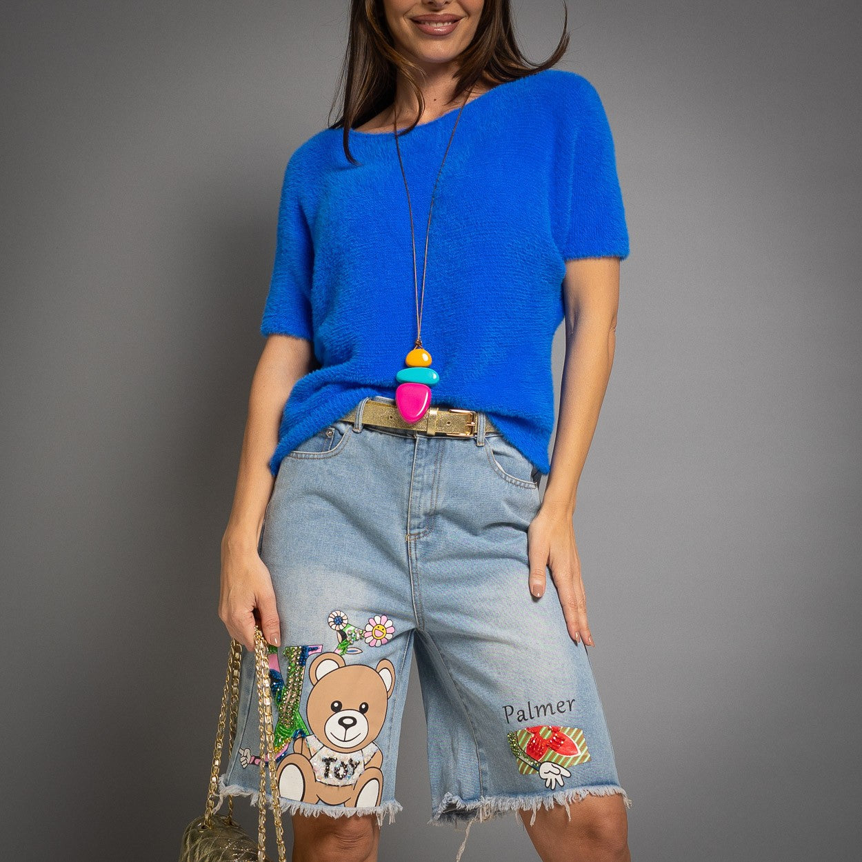 PULL MANCHES COURTES BLEU