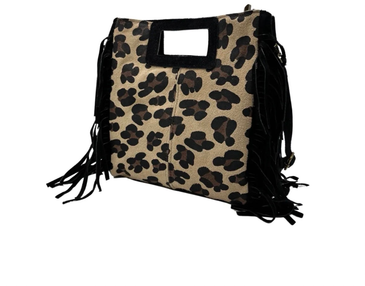 SAC A MAIN CUIR IRISE MAJA LEOPARD