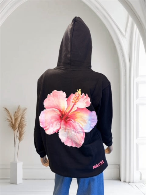 SWEAT NOIR A FLEUR