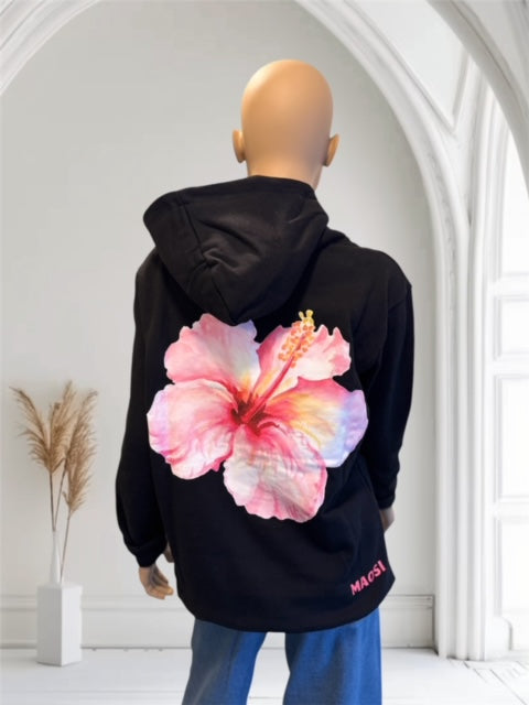 SWEAT NOIR A FLEUR