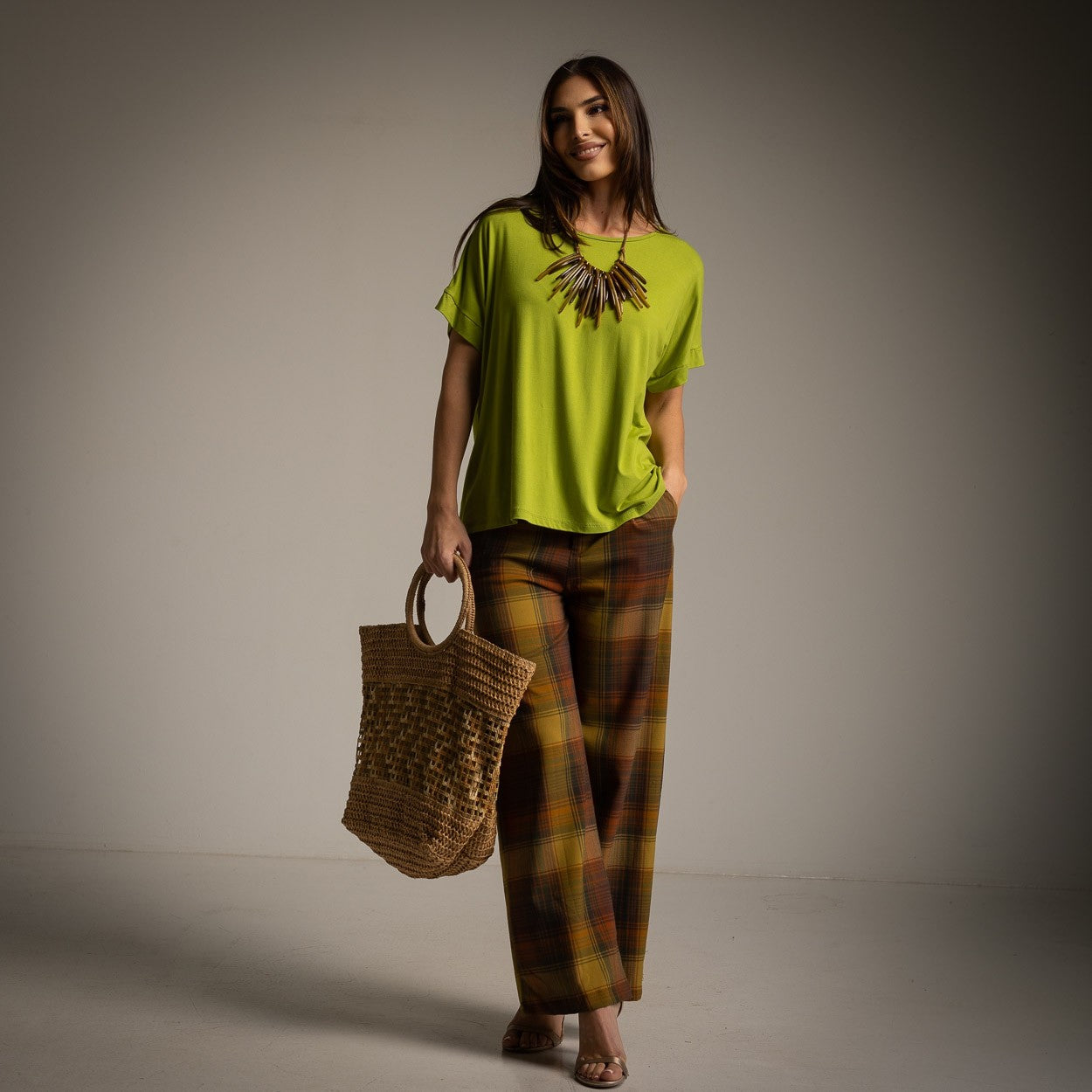 T-SHIRT BOUTONS DOS VERT