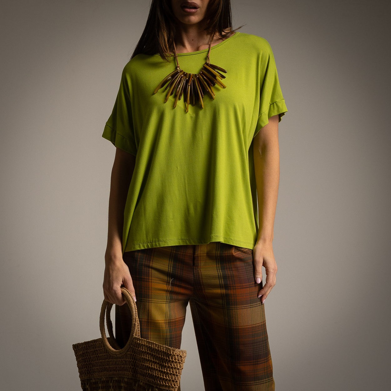 T-SHIRT BOUTONS DOS VERT