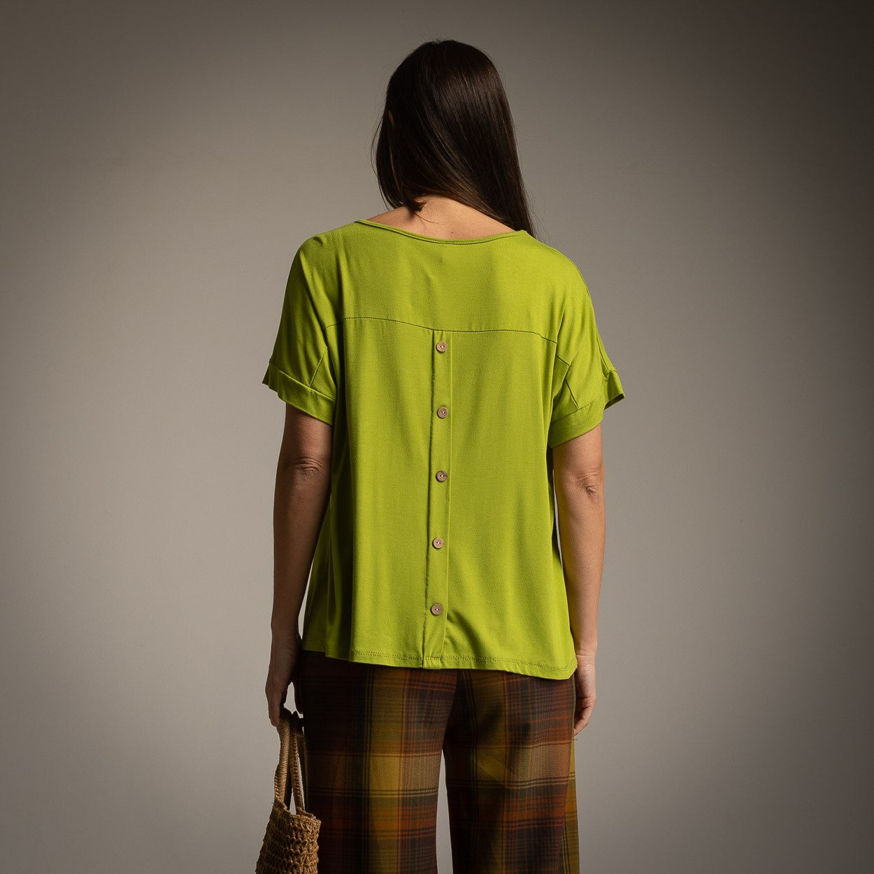 T-SHIRT BOUTONS DOS VERT