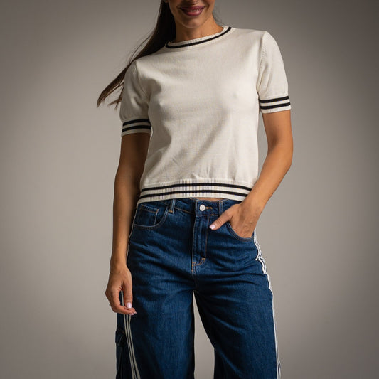 PULL À MANCHES COURTES BLANC