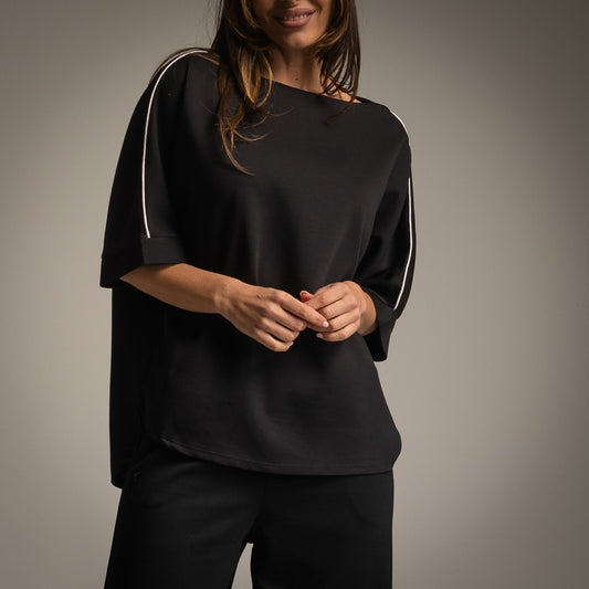 SWEAT MANCHES COURTES NOIR