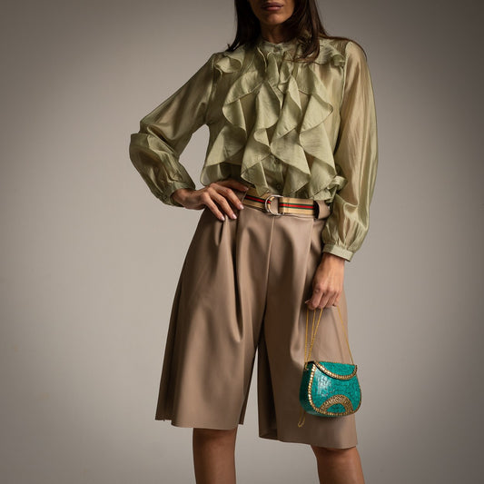 BLOUSE SEMI TRANSPARENTE KAKI