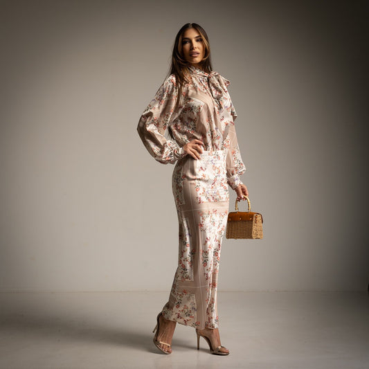BLOUSE EN SATIN FLOWERS