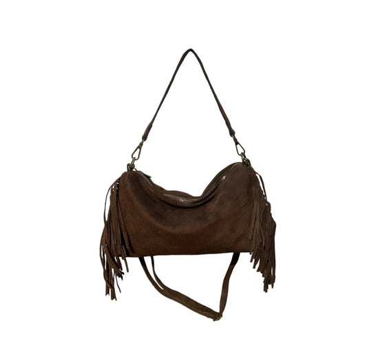 SAC CUIR FRANGES RECTO MARRON